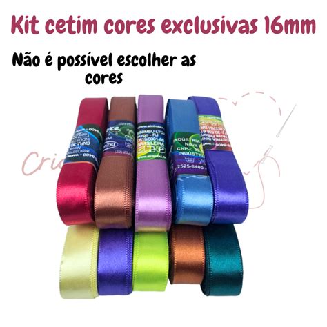 Fitas De Cetim Largas - Kit Fitas Cetim N3(16mm) cores sortidas totalizando peças de 10 metros ...