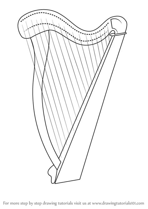 Learn How to Draw a Harp (Musical Instruments) Step by Step : Drawing Tutorials