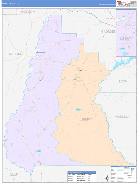 Liberty County, FL Wall Map Color Cast Style by MarketMAPS - MapSales.com