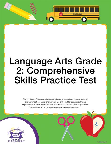 Language Arts Grade 2 Comprehensive Skills Practice Test Twin Worksheets Library