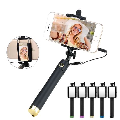 Floveme 85cm Mini Wired Selfie Stick For Iphone Android Xiaomi