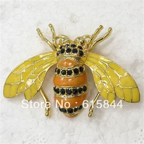 Crystal Rhinestone Enamel Gold Plated Bee Brooch Honey Bee Jewelry