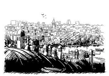 Istanbul City Skyline Drawing Vector Images (72)