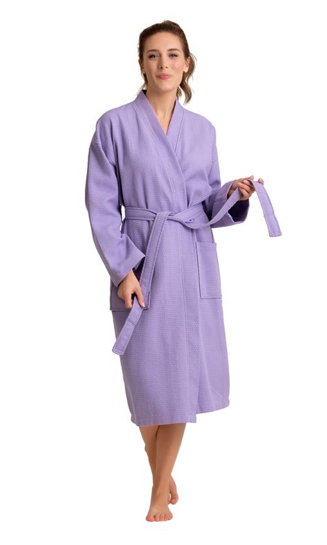 Womens Long Waffle Robe Lightweight 100 Cotton