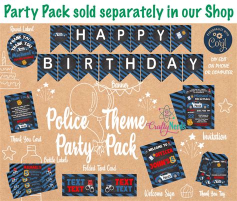 Police Birthday Thank You Card With Photo Police Party Cop Etsy