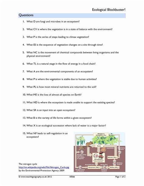 Ecological Succession Pond Worksheet Answers