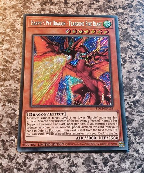 Yugioh Harpie S Pet Dragon Fearsome Fire Blast LDS3 EN138 Secret Rare