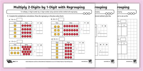 👉 Multiply 2 Digits By 1 Digit With Regrouping Activity Sheets