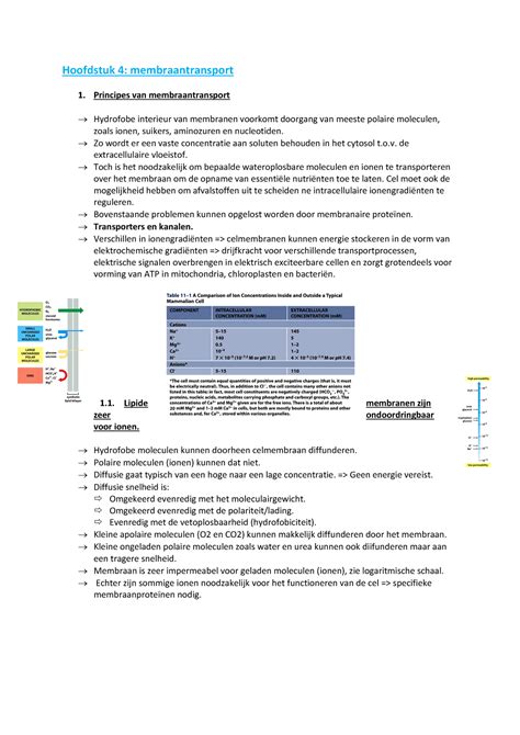 Celbiologie Hfst 4 Belangrijke Hoofdstuk Hoofdstuk 4