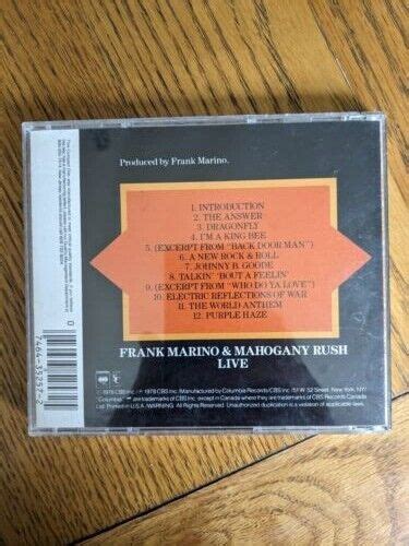 Frank Marino Mahogany Rush Live Us Cd Reissue Columbia Ck