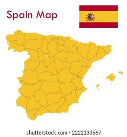 mapa vectorial de españa amarilla con vector de stock libre de