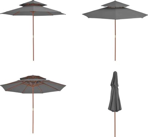 Vidaxl Parasol Dubbeldekker Met Houten Paal Cm Antraciet Parasol