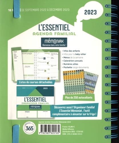 Agenda Familial L Essentiel De Editions 365 Grand Format Livre