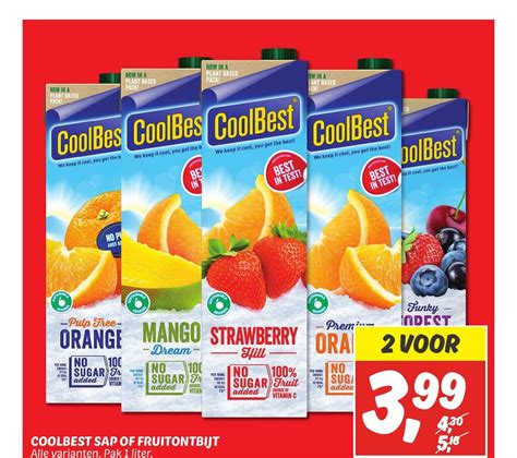 Coolbest Sap Of Fruitontbijt Pak 1 Liter Aanbieding Bij Dekamarkt