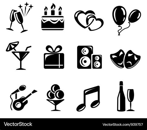 Party icons Royalty Free Vector Image - VectorStock