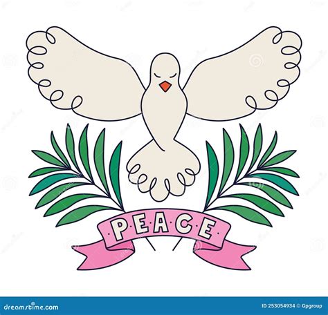 Peace Dove And Ribbon Stock Vector Illustration Of Design 253054934