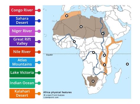 Physical Features of Africa - Labelled diagram