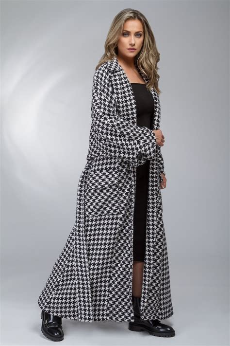 Houndstooth Coat Maxi Wool Coat Extravagant Coat Oversized Etsy