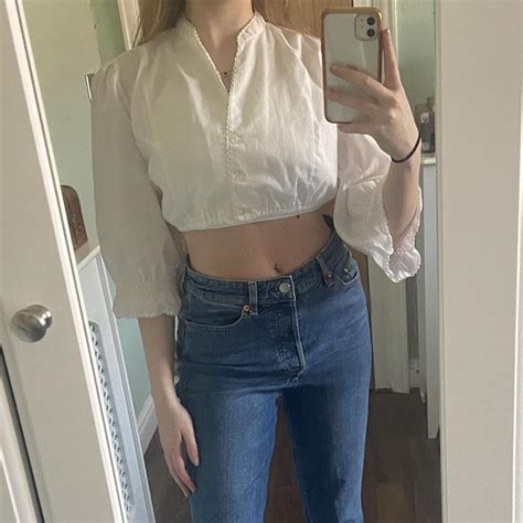 Women S White Blouse Depop