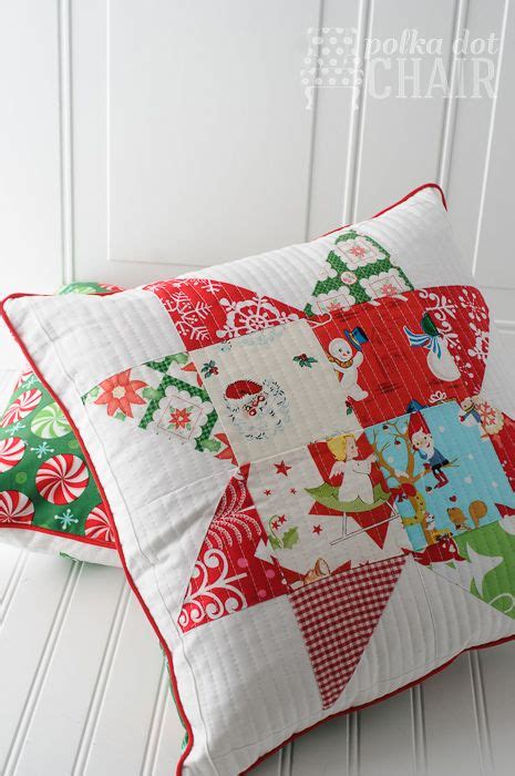 Patchwork Quilted Christmas Pillow Tutorial Polka Dot Chair