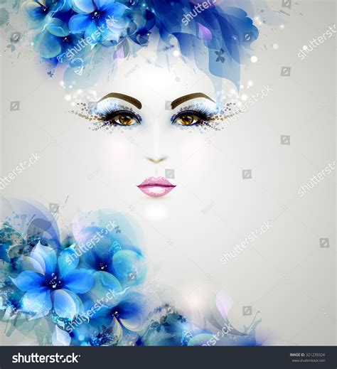 Beautiful Abstract Women With Abstract Design Natural Floral Elements