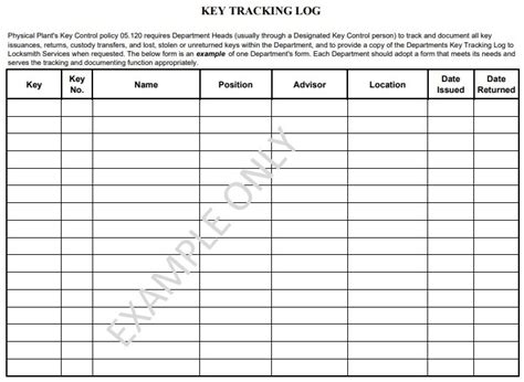 Printable Key Log Template Excel Word Pdf Excel Tmp