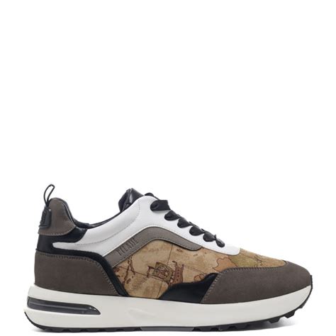 Alviero Martini Sneakers Uomo Stringate Beige Con Logo Kimaccessori