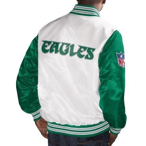 Starter Satin Philadelphia Eagles White and Kelly Green Jacket ...