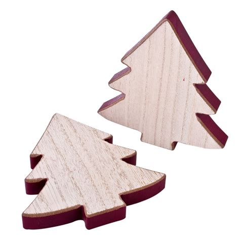 Tanne Er Set Deko Holz X Cm Natur Aubergine Weihnachten