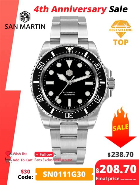 San Martin Reloj De Buceo Nh Para Hombre De Lujo Autom Tico Mec Nico