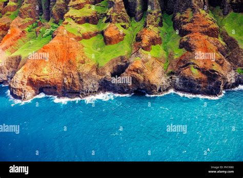 The Bright Eye Open Ceiling Sea Cave On The Na Pali Coast Aerial