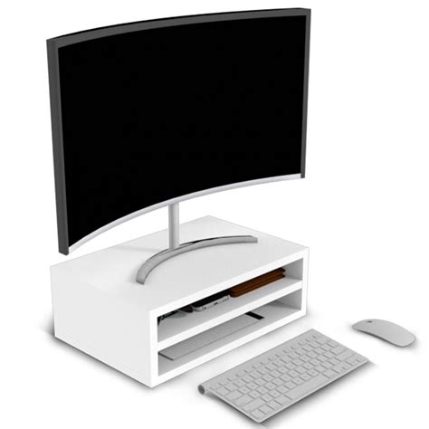 Suporte Para Monitor De Mesa Duas Divisórias Mdf Branco