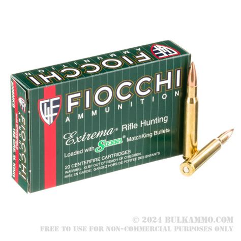 20 Rounds Of Bulk 30 06 Springfield Ammo By Fiocchi 168gr Hollow Point Boat Tail