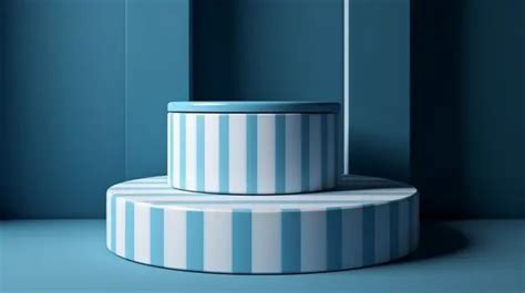 Latar Belakangmaket Podium Biru Dengan Garis Putih Dalam Rendering 3d