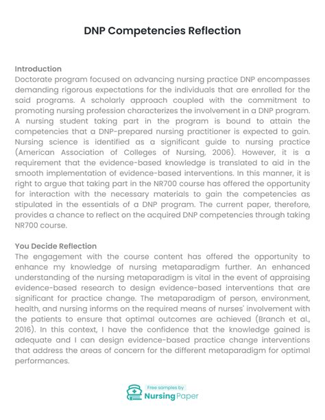 DNP Competencies Reflection Essay [1596 words] | Nursing Paper