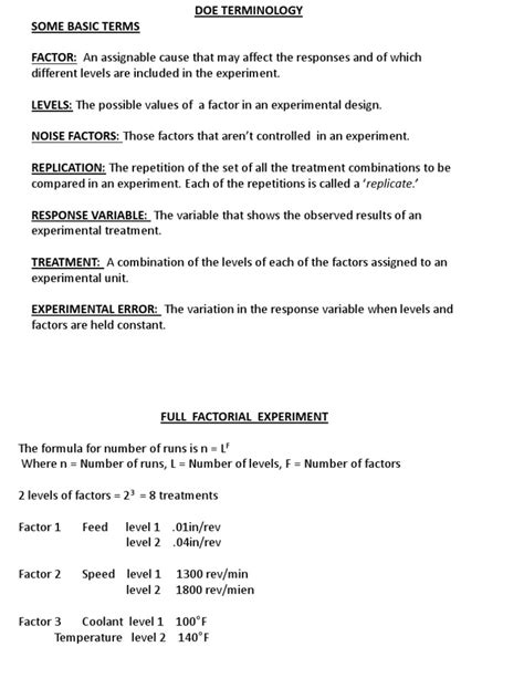 Doe Terminology Autosaved Pdf Experiment Statistics