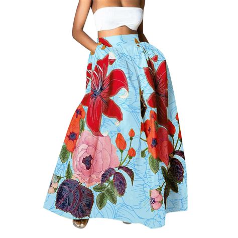 Aipengry Yinggeli Women S Bohemian Print Long Skirt Flounce Skirt