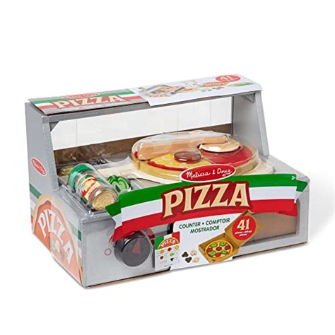 Melissa And Doug Top And Bake Wooden Pizza Counter Play Set 34 Pcs