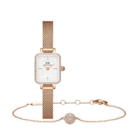 Quadro Mini Lumine Bezel And Pave Crystal Pendant Bracelet Rose Gold