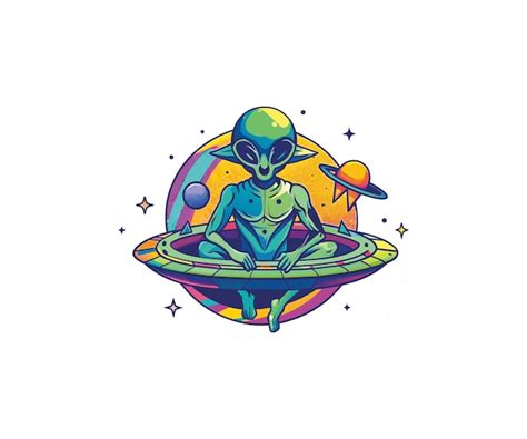 Premium Vector Handrawn Alien Ufo Mascot Illustration Logo Design