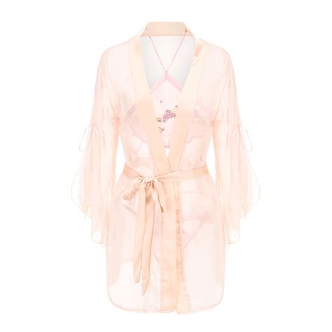 Sexy Hanfu Chiffon Tulle See Through Sling Bellyband Suit Three Point Style Lingerie Large Size