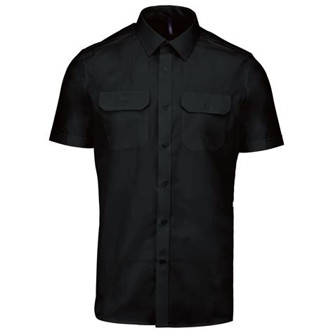 Chemise pilote manches courtes homme Black imprimé et personnalisé