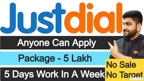 Justdial Hiring Fresher Package 5 Lakh Latest Job 12th Pass Job