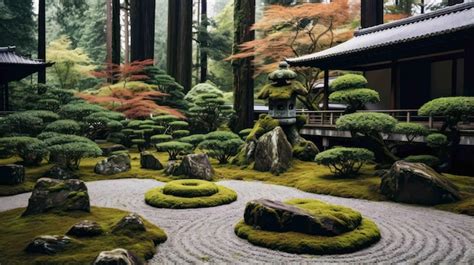 Premium AI Image Tranquility Of Zen Garden And Bonsai Tree