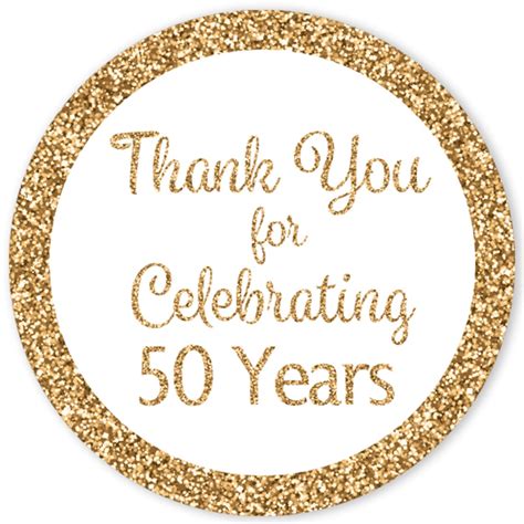 50th Birthday Party Thank You Stickers 175 White And Gold Etsy