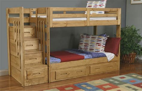 Wooden Bunk Beds With Stairs And Drawers Functionality And Versatility