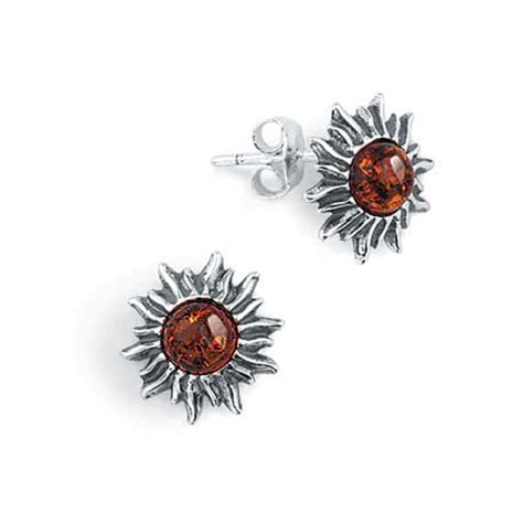 Boucles D Oreilles Soleil Ambre Et Argent 123Ambre