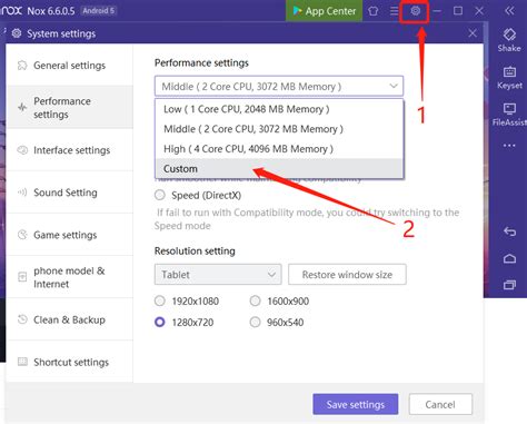 Customize CPU and RAM | NoxPlayer FAQ