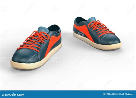 Casual Sneakers Shoes On White Background 3d Illustration Stock