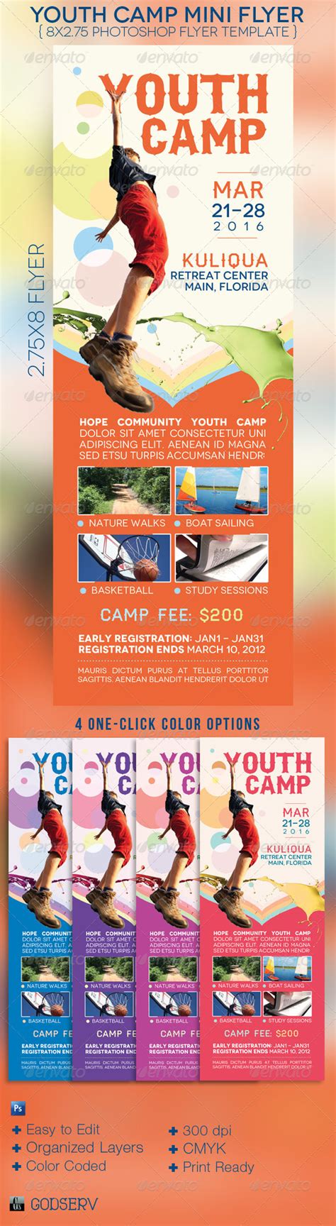 Youth Camp Mini Flyer Template By Godserv Graphicriver